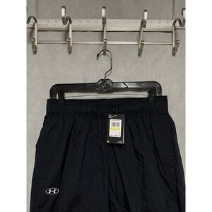 NWT Under Armour Pants Men M Black UA Legacy Crinkle Pants Track Loose Softshell